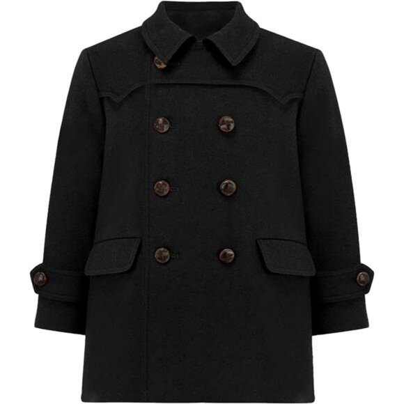 Boys Winter Coat Double Breasted Dress Coats Notched Collar Pea Coat 5-14 Years - Picture 1 of 7